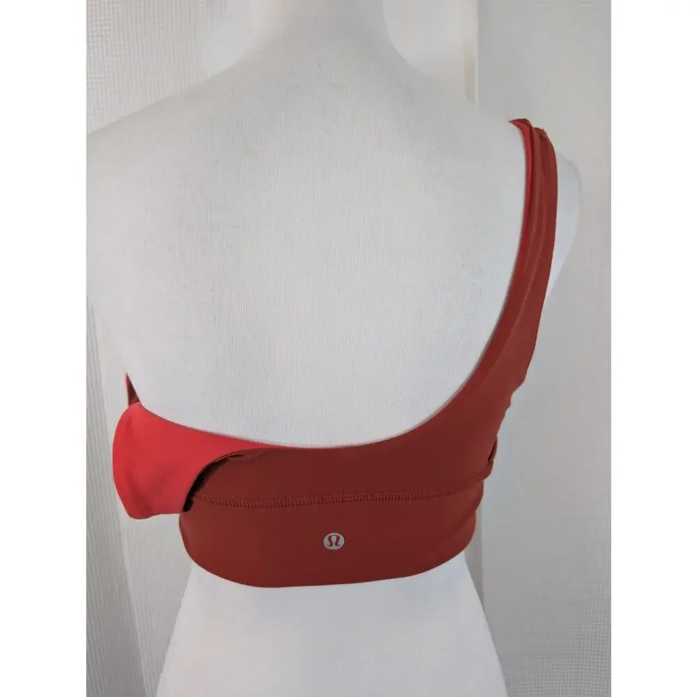 LULULEMON! REVERSIBLE RED/ORANGE ATHLETIC BRA TOP, LOGO BACK! ADORABLE! SZ M